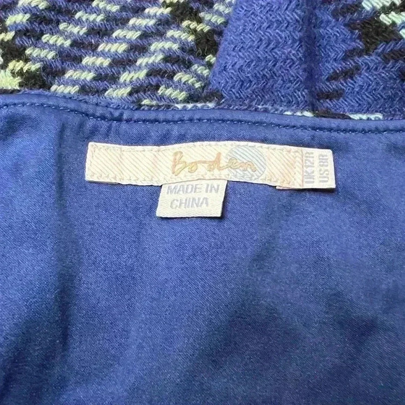 Boden Blue & Green Plaid Wool Blend Mini Skirt sz 8 - Picture 3 of 3